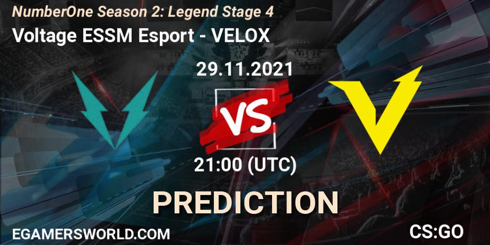 Voltage ESSM Esport - VELOX: ennuste. 29.11.2021 at 21:00, Counter-Strike (CS2), NumberOne Season 2: Legend Stage 4