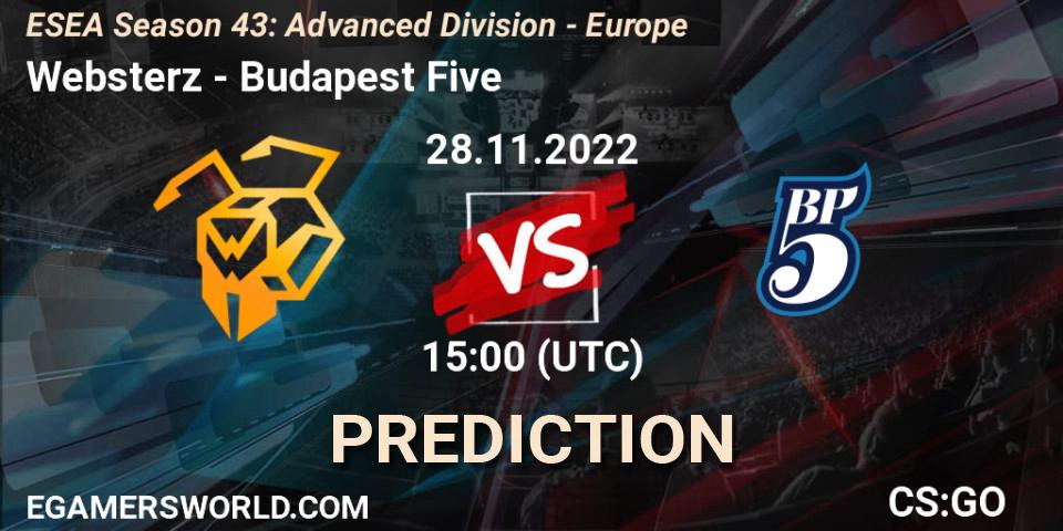 Websterz - Budapest Five: ennuste. 28.11.22, CS2 (CS:GO), ESEA Season 43: Advanced Division - Europe