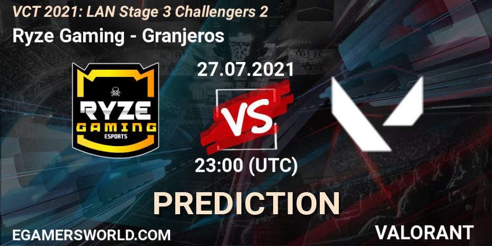 Ryze Gaming - Granjeros: ennuste. 27.07.2021 at 23:00, VALORANT, VCT 2021: LAN Stage 3 Challengers 2