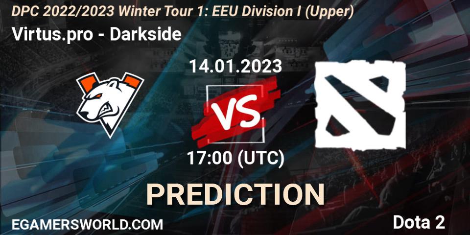 Virtus.pro - Darkside: ennuste. 14.01.2023 at 17:08, Dota 2, DPC 2022/2023 Winter Tour 1: EEU Division I (Upper)