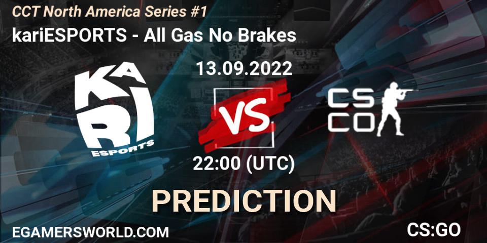 Kari - All Gas No Brakes: ennuste. 13.09.2022 at 22:00, Counter-Strike (CS2), CCT North America Series #1