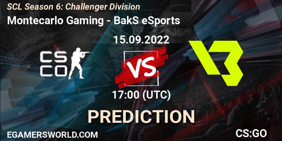 Montecarlo Gaming - BakS eSports: ennuste. 15.09.2022 at 17:00, Counter-Strike (CS2), SCL Season 6: Challenger Division