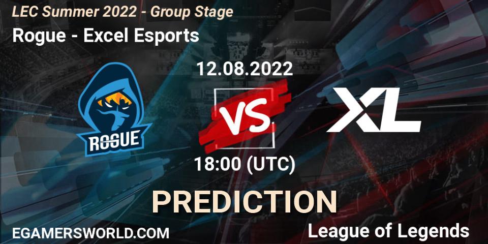 Rogue - Excel Esports: ennuste. 12.08.22, LoL, LEC Summer 2022 - Group Stage