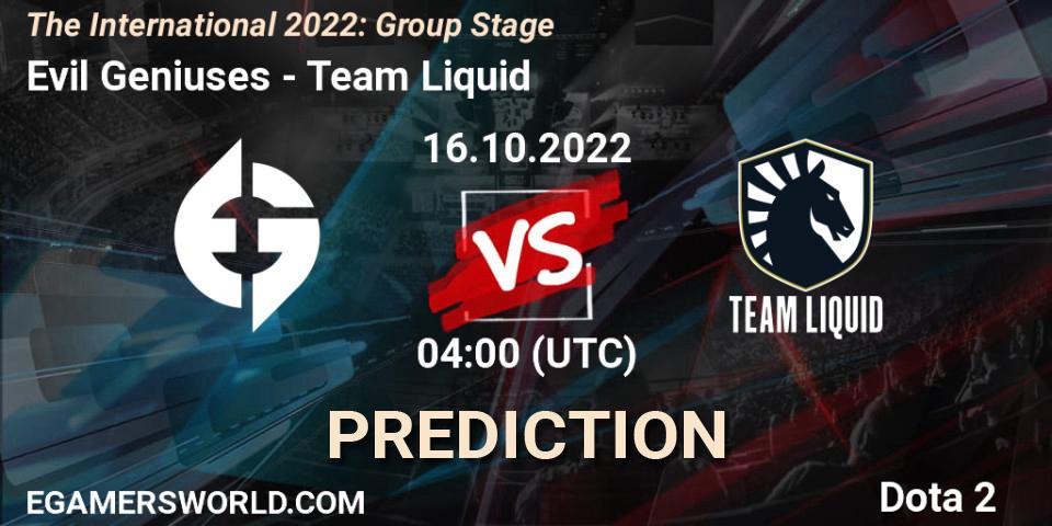 Evil Geniuses - Team Liquid: ennuste. 16.10.22, Dota 2, The International 2022: Group Stage