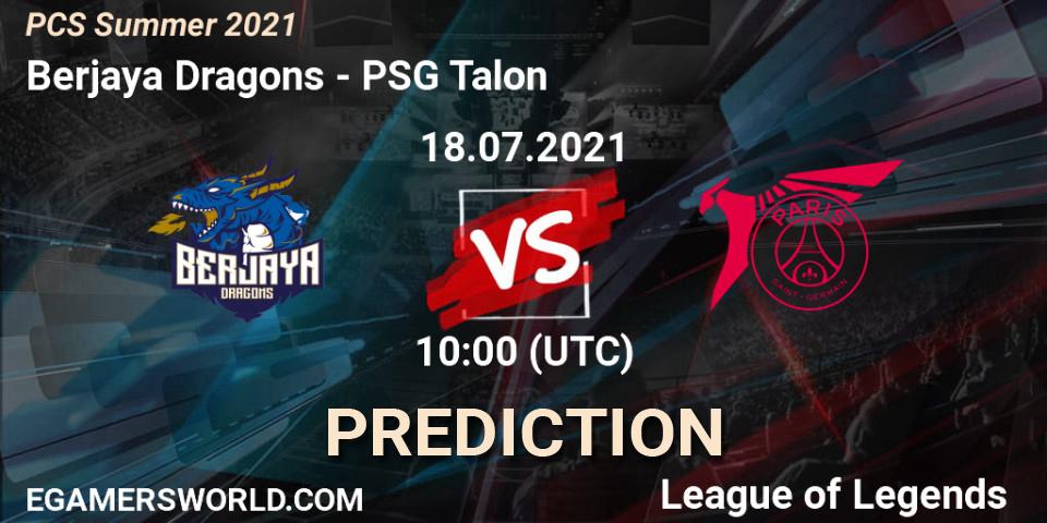 Berjaya Dragons - PSG Talon: ennuste. 18.07.2021 at 10:00, LoL, PCS Summer 2021