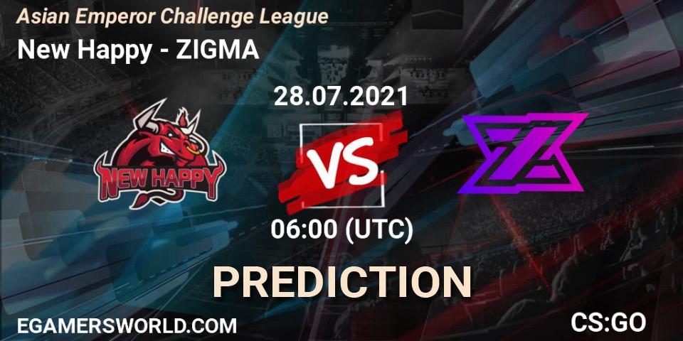 New Happy - ZIGMA: ennuste. 28.07.2021 at 06:00, Counter-Strike (CS2), Asian Emperor Challenge League