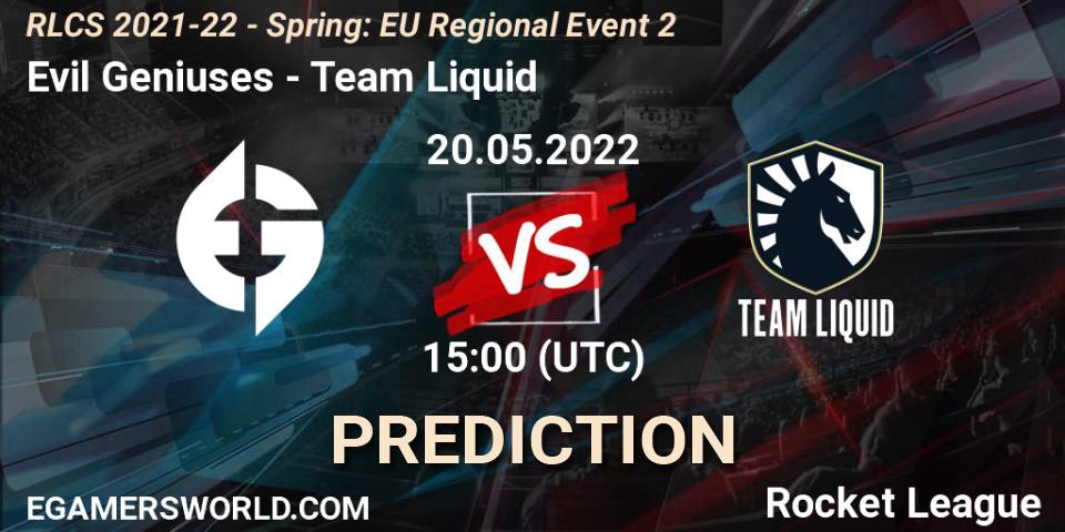Evil Geniuses - Team Liquid: ennuste. 20.05.22, Rocket League, RLCS 2021-22 - Spring: EU Regional Event 2