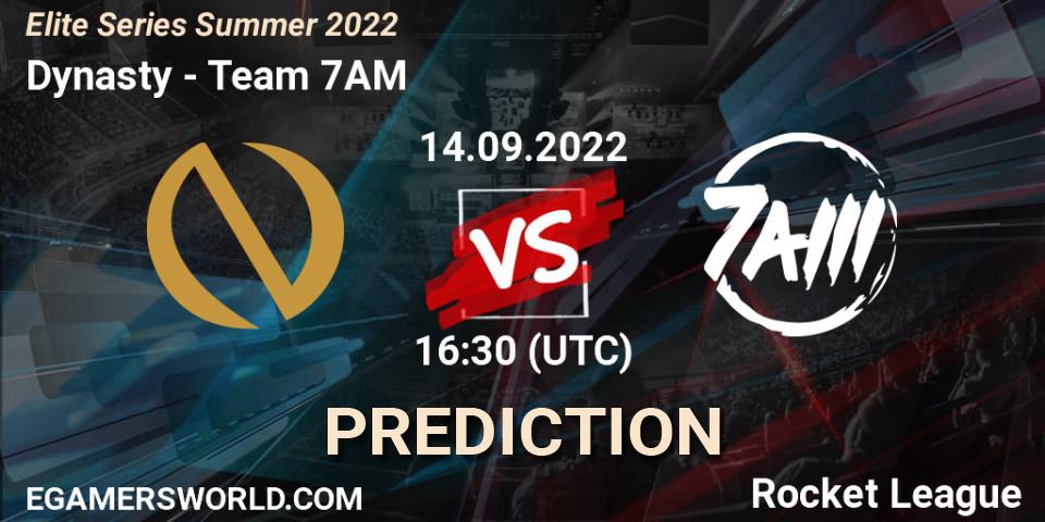 Dynasty - Team 7AM: ennuste. 14.09.2022 at 16:30, Rocket League, Elite Series Summer 2022