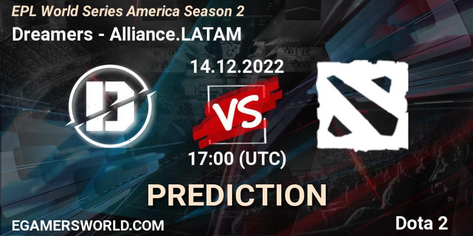 Dreamers - Alliance.LATAM: ennuste. 14.12.2022 at 17:00, Dota 2, EPL World Series America Season 2