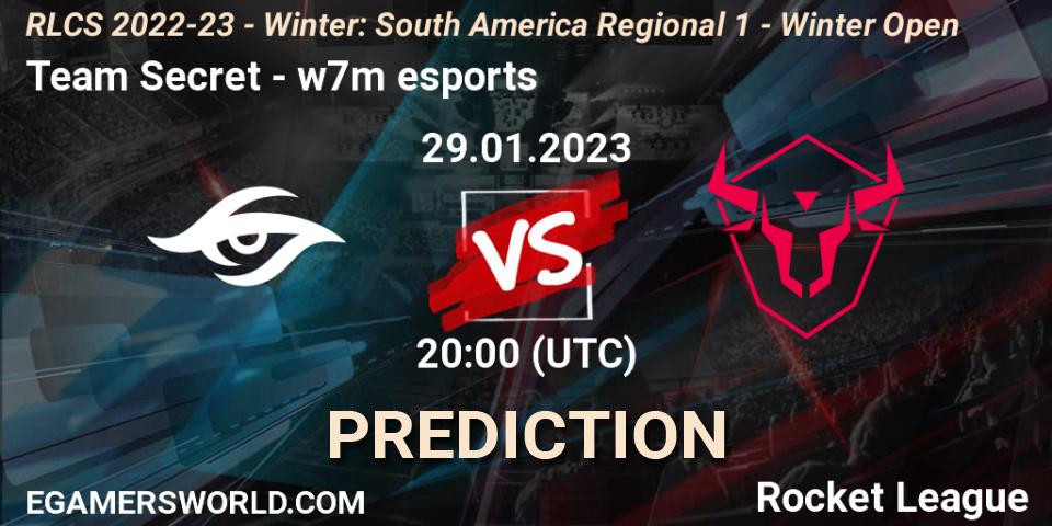 Team Secret - w7m esports: ennuste. 29.01.2023 at 20:00, Rocket League, RLCS 2022-23 - Winter: South America Regional 1 - Winter Open