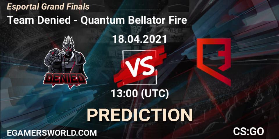 Team Denied - Quantum Bellator Fire: ennuste. 18.04.2021 at 13:00, Counter-Strike (CS2), Esportal Grand Finals