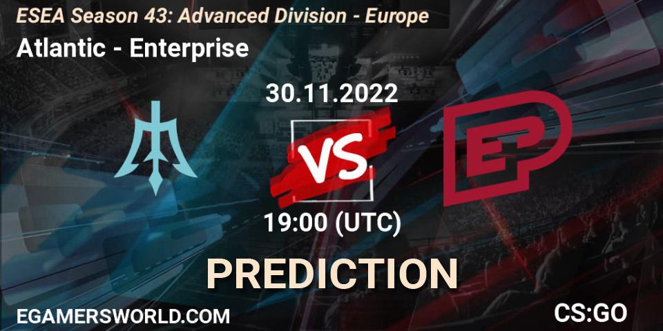 Atlantic - Enterprise: ennuste. 30.11.2022 at 19:00, Counter-Strike (CS2), ESEA Season 43: Advanced Division - Europe