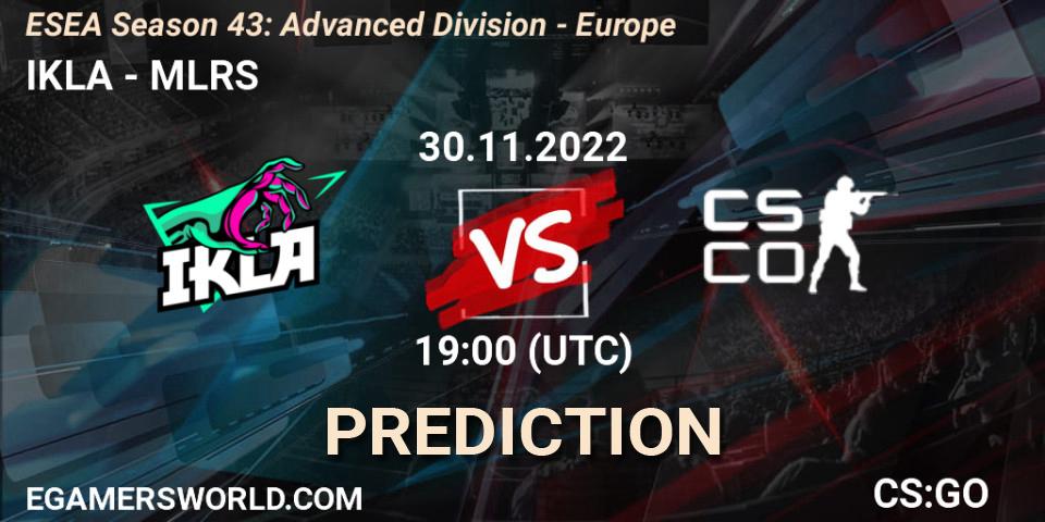 IKLA - MLRS: ennuste. 30.11.22, CS2 (CS:GO), ESEA Season 43: Advanced Division - Europe