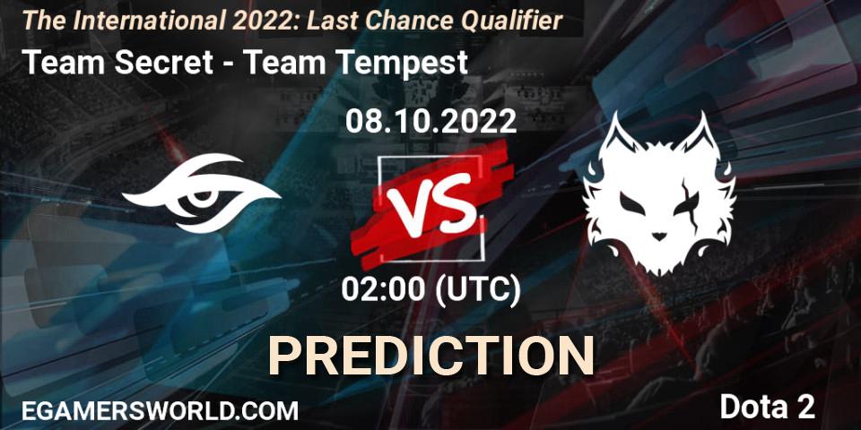 Team Secret - Team Tempest: ennuste. 08.10.22, Dota 2, The International 2022: Last Chance Qualifier