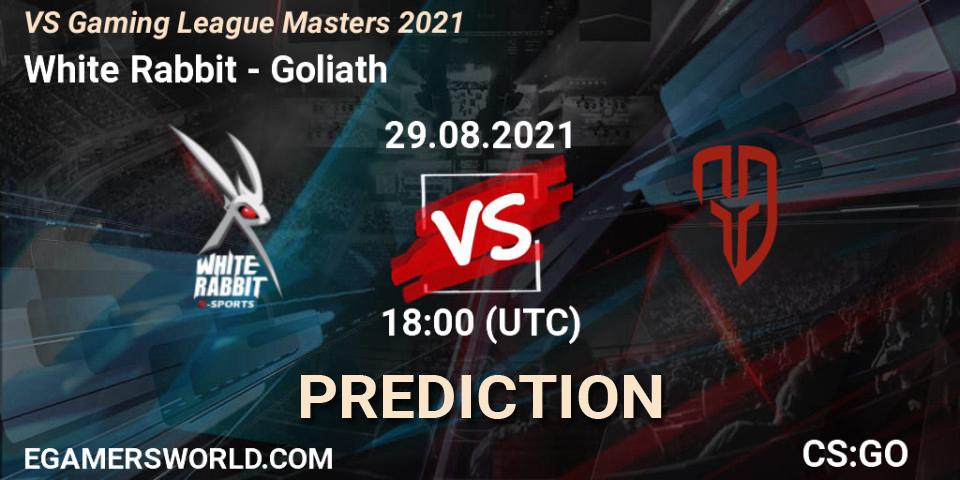 White Rabbit - Goliath: ennuste. 29.08.2021 at 18:30, Counter-Strike (CS2), VS Gaming League Masters 2021