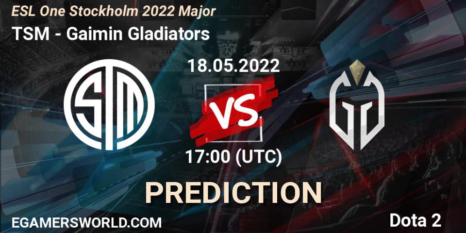 TSM - Gaimin Gladiators: ennuste. 18.05.2022 at 17:19, Dota 2, ESL One Stockholm 2022 Major
