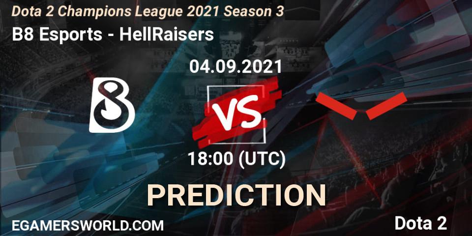 B8 Esports - HellRaisers: ennuste. 04.09.2021 at 18:00, Dota 2, Dota 2 Champions League 2021 Season 3