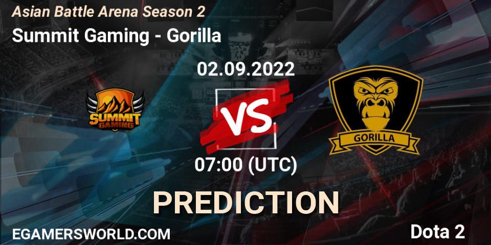 Summit Gaming - Gorilla: ennuste. 03.09.2022 at 07:14, Dota 2, Asian Battle Arena Season 2