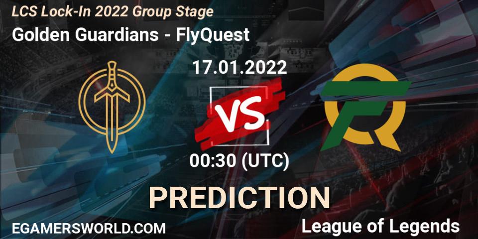 Golden Guardians - FlyQuest: ennuste. 17.01.2022 at 00:30, LoL, LCS Lock-In 2022 Group Stage