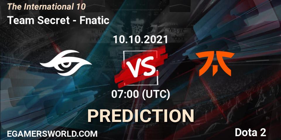 Team Secret - Fnatic: ennuste. 10.10.2021 at 07:00, Dota 2, The Internationa 2021