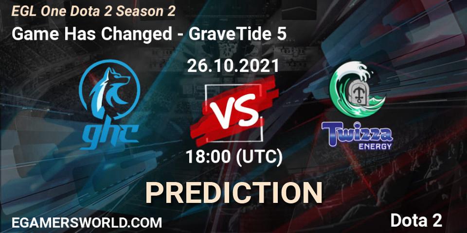 Game Has Changed - GraveTide 5: ennuste. 31.10.2021 at 19:43, Dota 2, EGL One Dota 2 Season 2