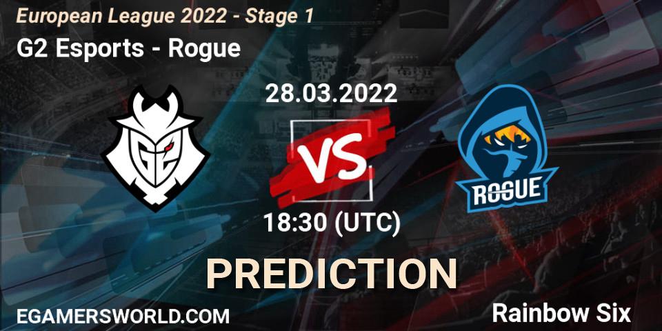G2 Esports - Rogue: ennuste. 28.03.2022 at 18:30, Rainbow Six, European League 2022 - Stage 1
