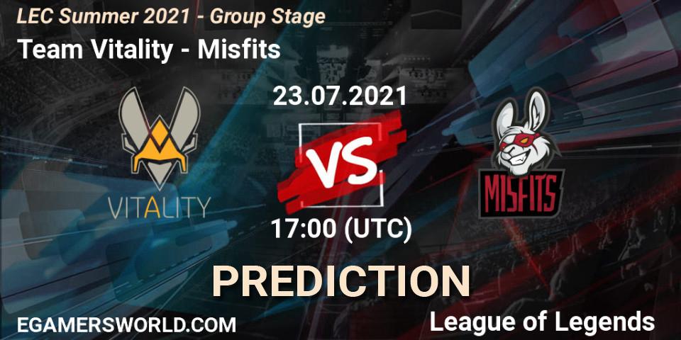 Team Vitality - Misfits: ennuste. 23.07.21, LoL, LEC Summer 2021 - Group Stage