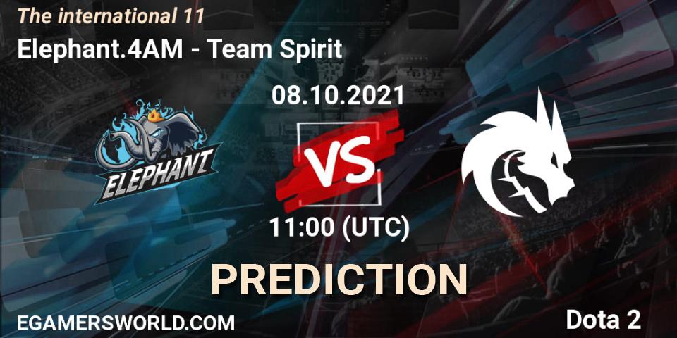 Elephant.4AM - Team Spirit: ennuste. 08.10.2021 at 12:02, Dota 2, The Internationa 2021
