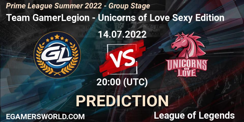 Team GamerLegion - Unicorns of Love Sexy Edition: ennuste. 14.07.2022 at 20:00, LoL, Prime League Summer 2022 - Group Stage