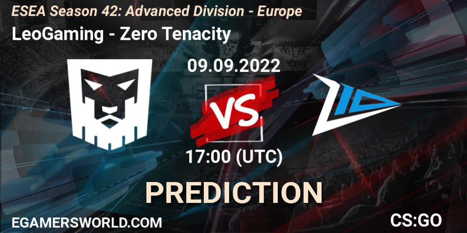 LeoGaming - Zero Tenacity: ennuste. 09.09.2022 at 17:00, Counter-Strike (CS2), ESEA Season 42: Advanced Division - Europe