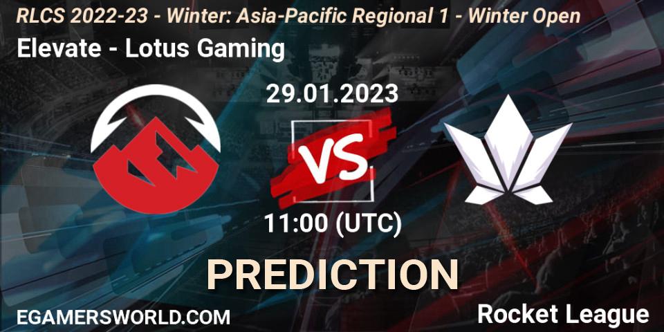 Elevate - Lotus Gaming: ennuste. 29.01.2023 at 11:00, Rocket League, RLCS 2022-23 - Winter: Asia-Pacific Regional 1 - Winter Open