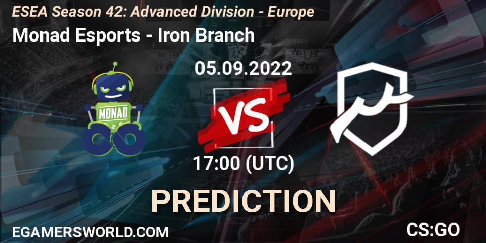 Monad Esports - Iron Branch: ennuste. 05.09.2022 at 17:00, Counter-Strike (CS2), ESEA Season 42: Advanced Division - Europe
