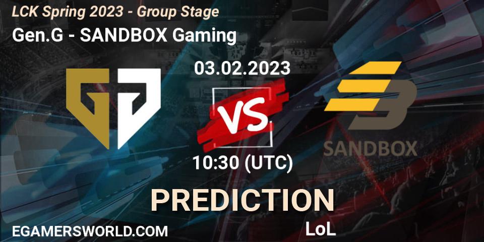 Gen.G - SANDBOX Gaming: ennuste. 03.02.23, LoL, LCK Spring 2023 - Group Stage