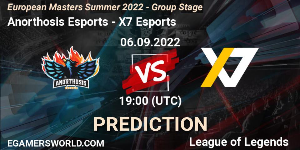 Anorthosis Esports - X7 Esports: ennuste. 06.09.2022 at 19:00, LoL, European Masters Summer 2022 - Group Stage