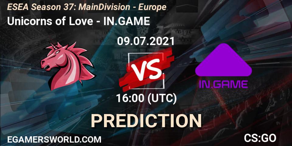 Unicorns of Love - IN.GAME: ennuste. 09.07.2021 at 16:00, Counter-Strike (CS2), ESEA Season 37: Main Division - Europe