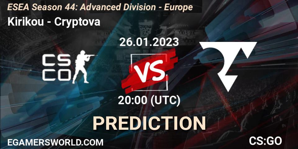 Kirikou - Cryptova: ennuste. 08.02.23, CS2 (CS:GO), ESEA Season 44: Advanced Division - Europe