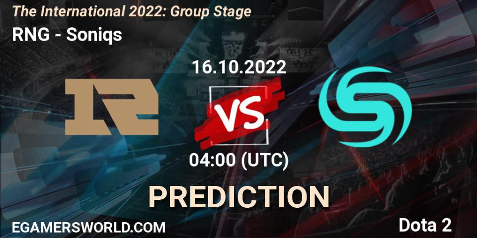 RNG - Soniqs: ennuste. 16.10.22, Dota 2, The International 2022: Group Stage