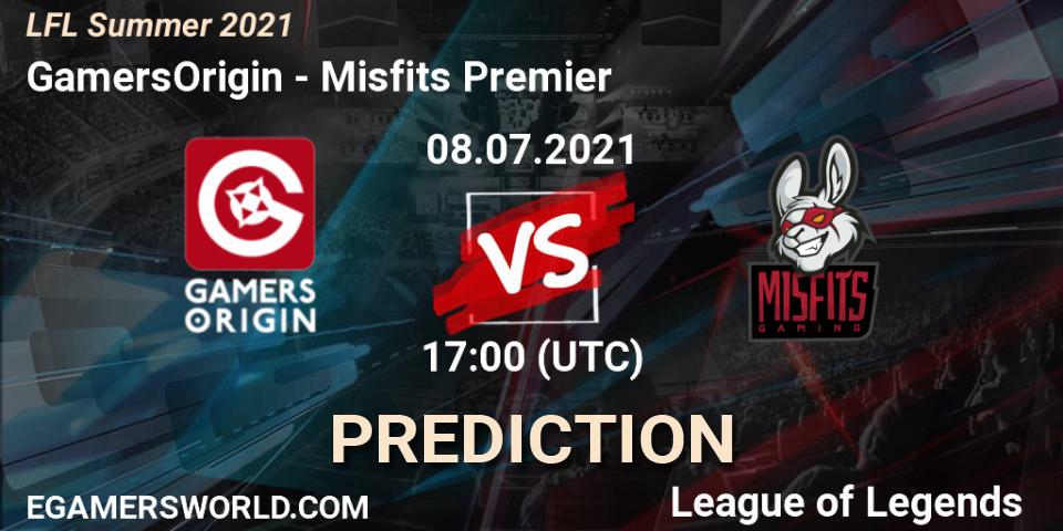 GamersOrigin - Misfits Premier: ennuste. 08.07.2021 at 17:00, LoL, LFL Summer 2021