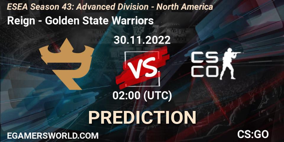 Reign - Golden State Warriors: ennuste. 30.11.22, CS2 (CS:GO), ESEA Season 43: Advanced Division - North America