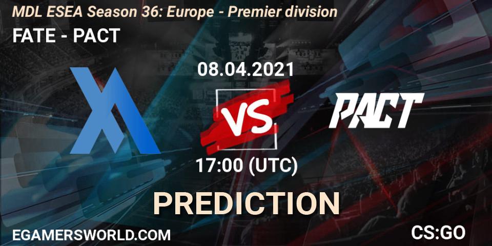 FATE - PACT: ennuste. 15.04.2021 at 19:00, Counter-Strike (CS2), MDL ESEA Season 36: Europe - Premier division