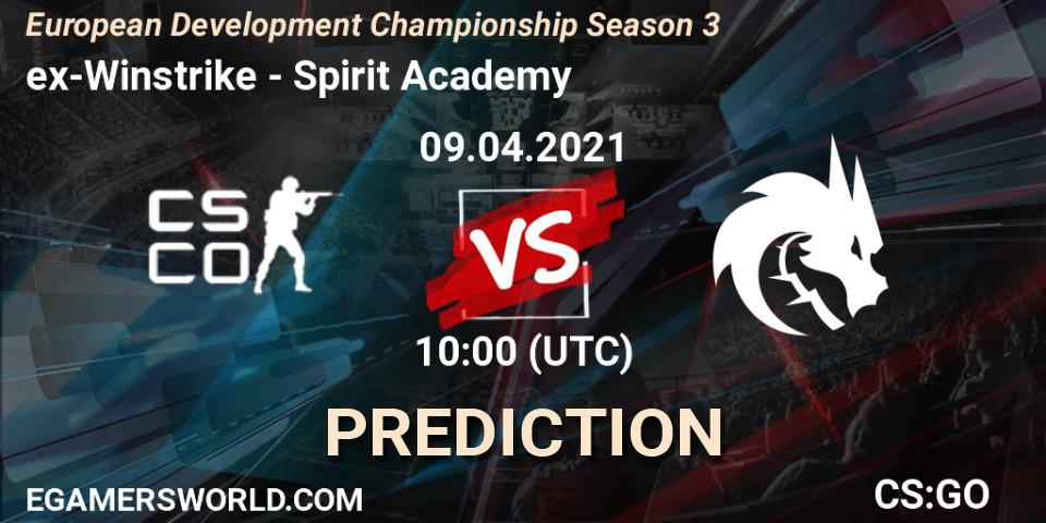 1WIN - Spirit Academy: ennuste. 09.04.2021 at 10:00, Counter-Strike (CS2), European Development Championship Season 3