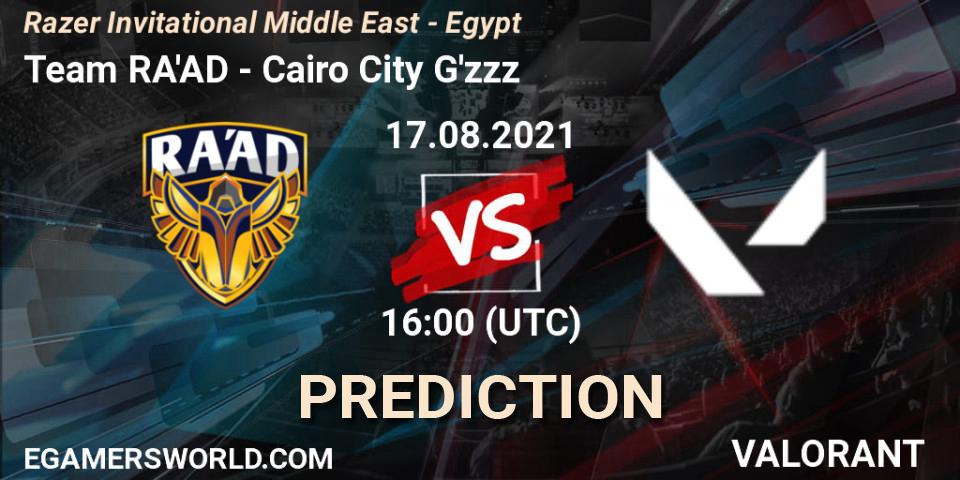 Team RA'AD - Cairo City G'zzz: ennuste. 17.08.2021 at 16:00, VALORANT, Razer Invitational Middle East - Egypt