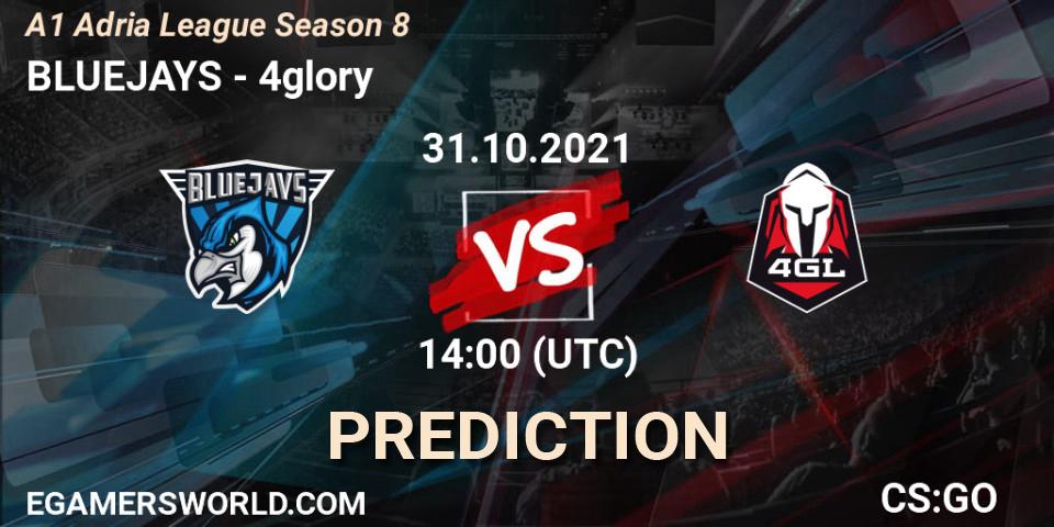 BLUEJAYS - 4glory: ennuste. 31.10.2021 at 15:00, Counter-Strike (CS2), A1 Adria League Season 8