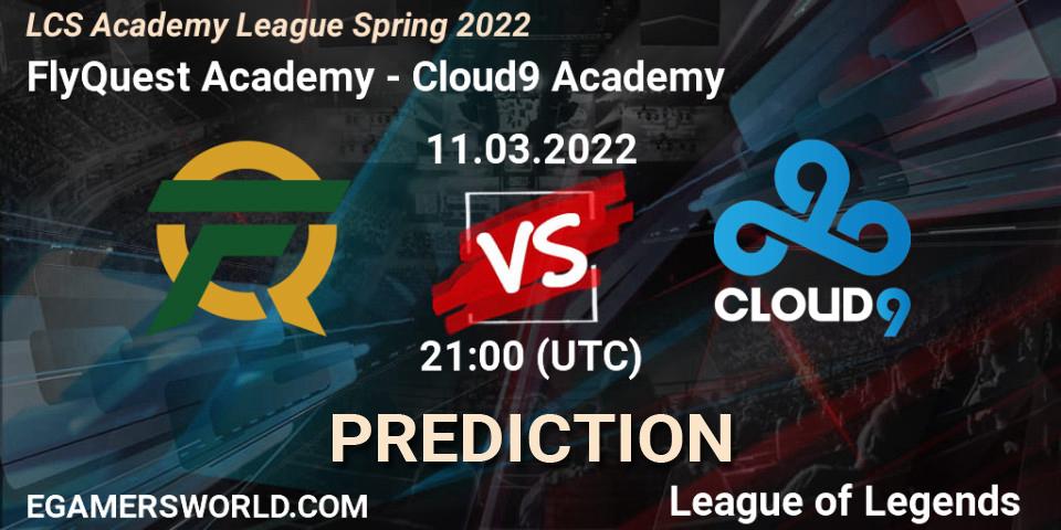FlyQuest Academy - Cloud9 Academy: ennuste. 11.03.22, LoL, LCS Academy League Spring 2022