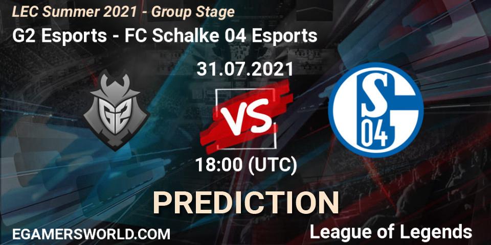 G2 Esports - FC Schalke 04 Esports: ennuste. 31.07.21, LoL, LEC Summer 2021 - Group Stage