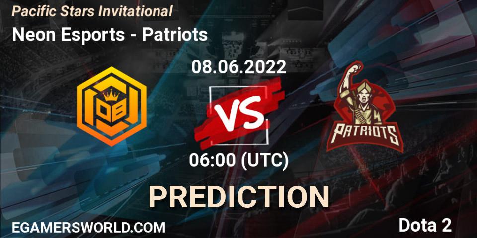 Neon Esports - Patriots: ennuste. 08.06.2022 at 10:57, Dota 2, Pacific Stars Invitational