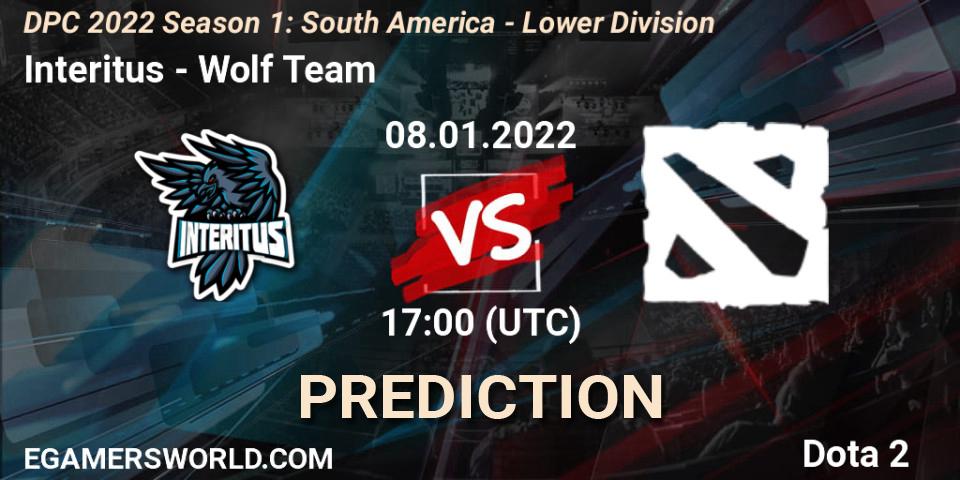 Interitus - Wolf Team: ennuste. 08.01.2022 at 17:03, Dota 2, DPC 2022 Season 1: South America - Lower Division
