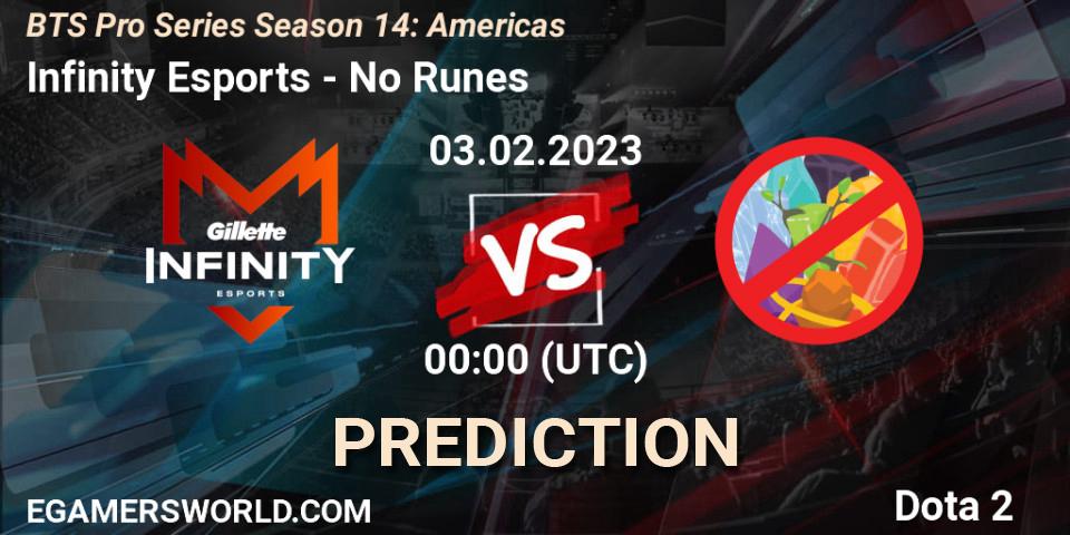 Infinity Esports - No Runes: ennuste. 03.02.23, Dota 2, BTS Pro Series Season 14: Americas
