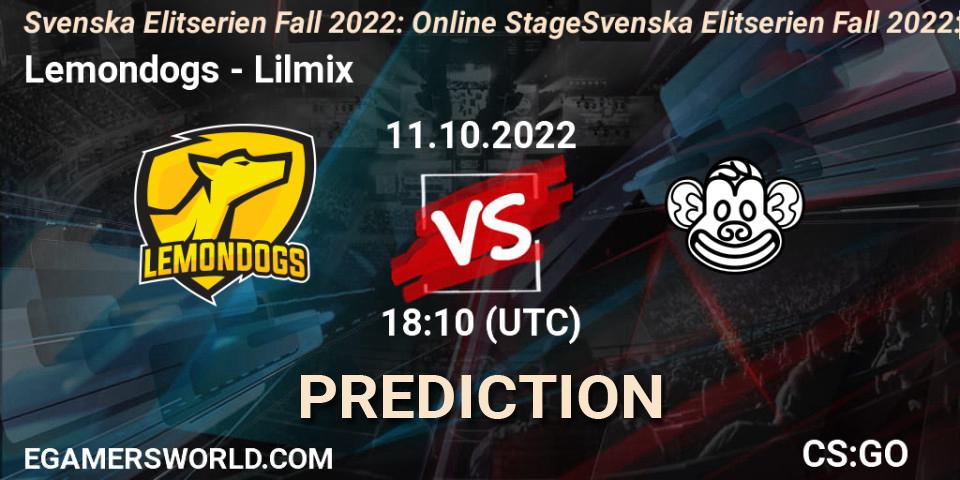 Lemondogs - Lilmix: ennuste. 11.10.2022 at 18:10, Counter-Strike (CS2), Svenska Elitserien Fall 2022