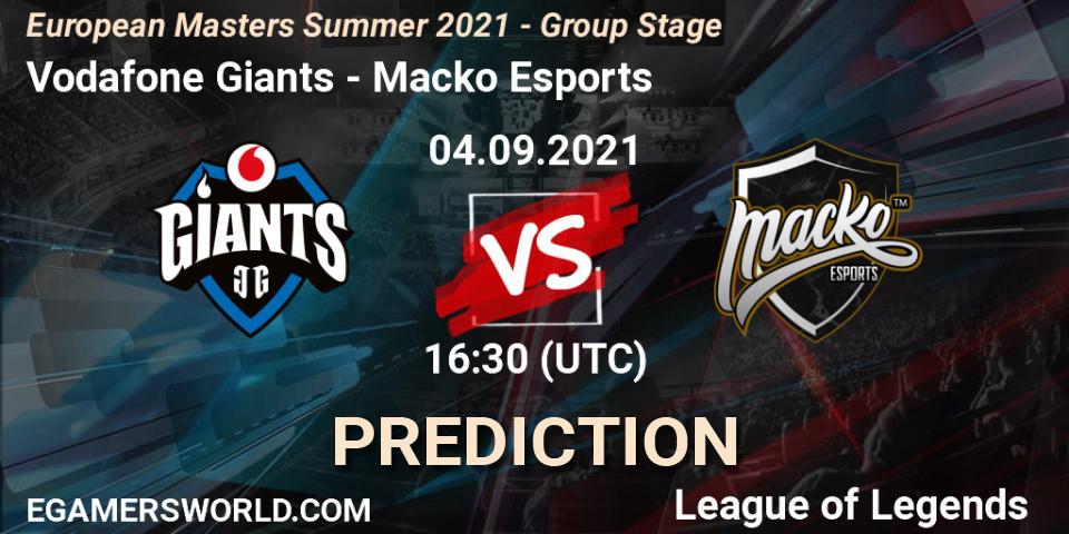 Vodafone Giants - Macko Esports: ennuste. 04.09.2021 at 16:30, LoL, European Masters Summer 2021 - Group Stage